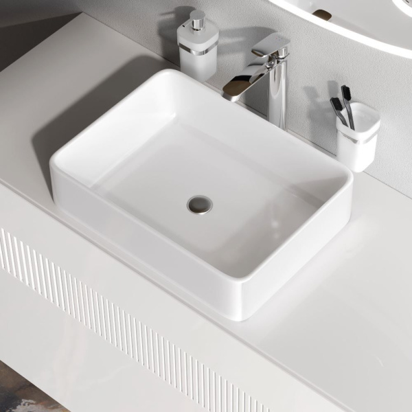 M8FWCC10500WG Func Раковина накладная AM.PM, прямоугольная, 50 см, цвет белый глянец