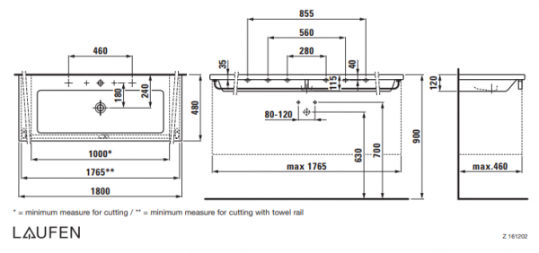 Умывальник Laufen Living Square 8164380001071 180x48x12