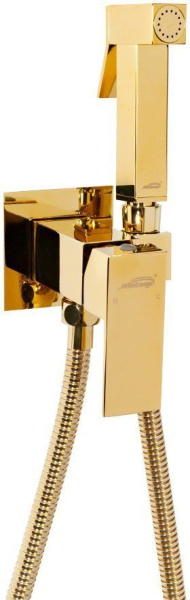 Смеситель встраиваемый с гигиеническим душем Hansberge H3077 Золото Глянец
