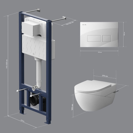 IS47001.111700 Комплект инсталляция с клавишей Pro S белый с подв унит Awe FlashClean с сиденьем м/лифт