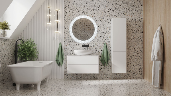 Тумба под умывальник Belux Джаз подвесная 90-02, белый глянцевый