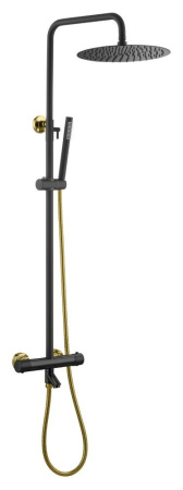 Душевая стойка Boheme Uno 468-T-BG черный, золото, с термостатом
