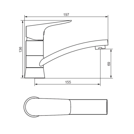 770220001 Jupiter Смеситель для умывальника Damixa с поворотным изливом, хром