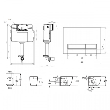 Комплект инсталляции и унитаза 5 в 1 Lavinia Boho Relfix One 87551027