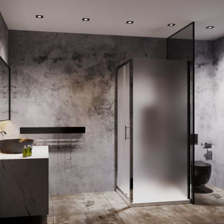 Душевой уголок Roxen Caspia 55060-100C (100х80) стекла матовые/профиль хром