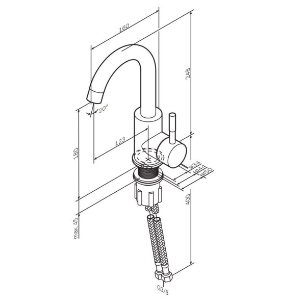 F85B02711  X-Joy S Смеситель для умывальника AM.PM с поворотным изливом, сатин