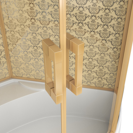 Душевая кабина Niagara Luxe NG-7744G (120x120х215) высокий поддон(50см),дверь раздвижная,стенки золото,4 места