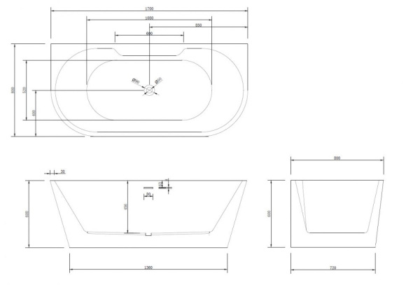 Акриловая ванна ABBER AB9296-1.7 белая