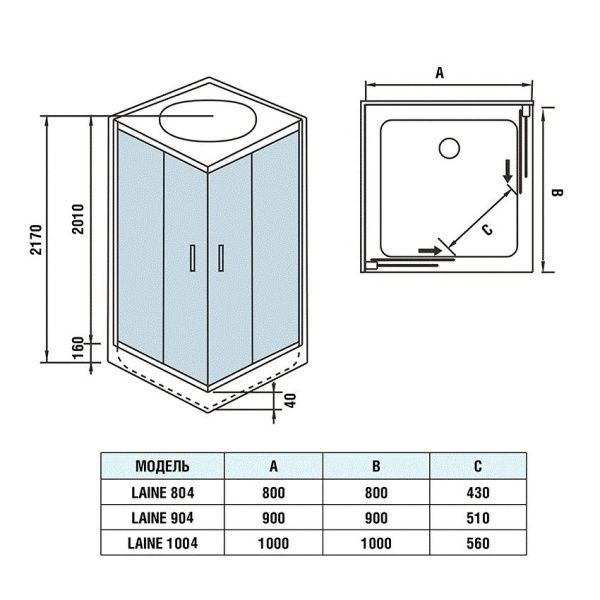 Душевая кабина WeltWasser WW500 LAINE 1004 1000х1000х2170 мм