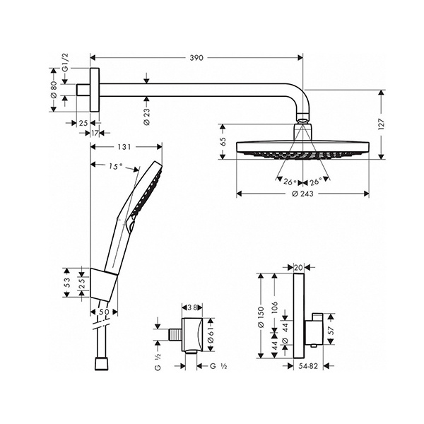 Душевая система с термостатом Hansgrohe Raindance Select S 27297000