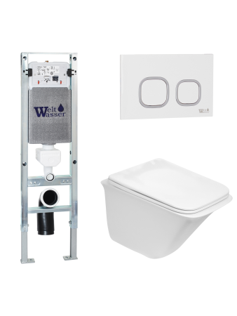 Унитаз с инсталляцией WeltWasser AMBERG 350 ST + ROTBACH 004 GL-WT + AMBERG RD-WT