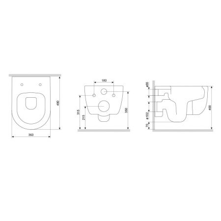 Унитаз подвесной Damixa Sirius DX86C1700SC безободковый, с сиденьем микролифт