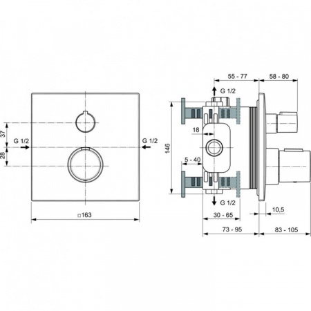 Промо набор для душа Ideal Standard CERATHERM C100 A7572AA