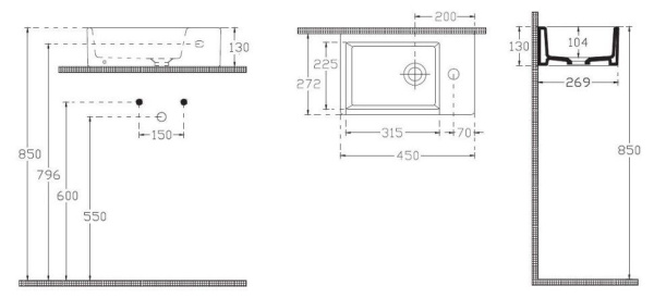 Раковина ISVEA Purita накладная 450*270*130 цвет белый 10PL51045SV