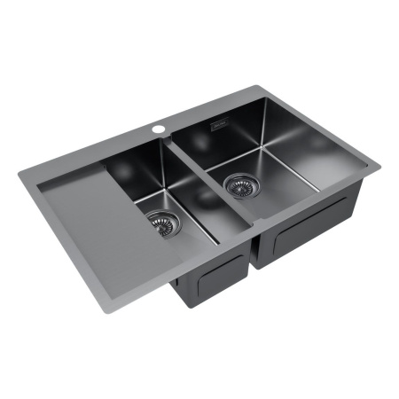 Мойка Paulmark KRONER 78/2SF PM227851-GMR 510х780х200 мм, нержавеющая сталь, вороненая сталь