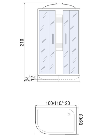 Душевая кабина River NARA 100/80/24 MT R 1000х800х2100мм