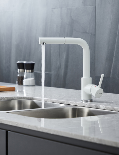 Смеситель для кухни Paulmark KASSEL Ka214311-431TW, белый матовый полностью