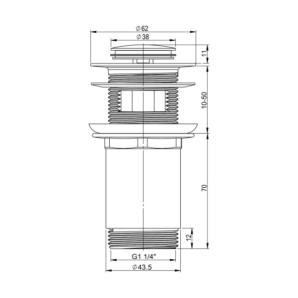 Донный клапан для раковины с переливом Wellsee Drainage System 182130000, латунь, матовый черный