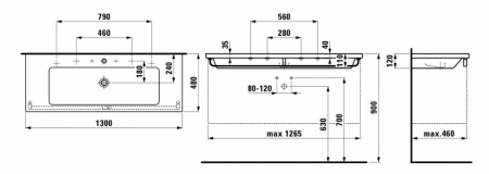 Умывальник Laufen Living Square 8164360001041 130x48x12