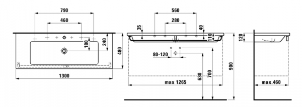 Умывальник Laufen Living Square 8164360001041 130x48x12