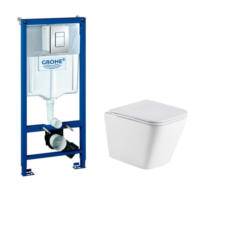 Комплект инсталляции GROHE Rapid SL 3 в 1 с панелью смыва Skate Cosmopolitan, хром (38772001) и унитазом WeltWasser WW GELBACH 043 GL-WT