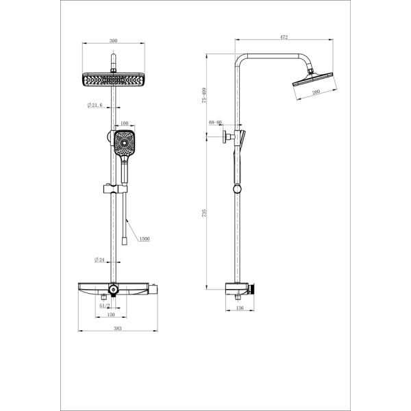 Душевая система с термостатом WONZON & WOGHAND, Хром (WW-B3098-A-CR)