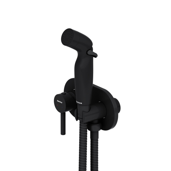 212000300 Option Смеситель Damixa монтируемый в стену, с гигиеническим душем, чёрный