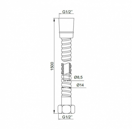 Шланг для душа IDDIS Shower Hose A5021115 нерж.сталь, 1.5м