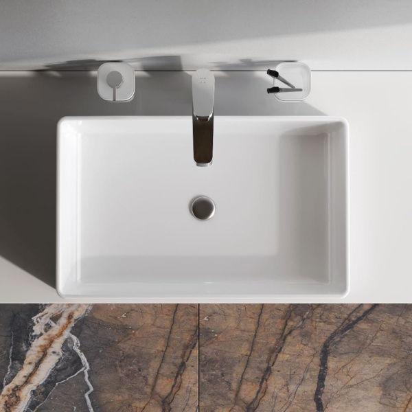 M8FWCC10600WG Func Раковина накладная AM.PM, прямоугольная, 60 см, цвет белый глянец