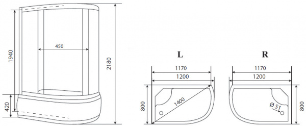 Душевая кабина Timo eco TE-0720 R 120x80x218