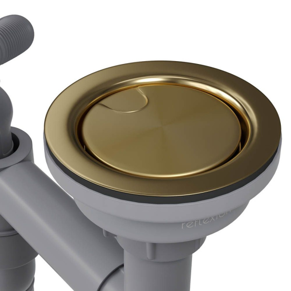 Сифон для одночашевой кухонной мойки с выпуском Reflexion Arno RX3001GD брашированное золото