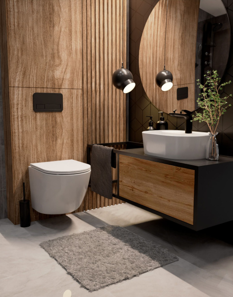 AQM2002L Унитаз подвесной с сиденьем SoftClose, смыв QUIET, скрытый крепеж. 520x365x360