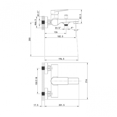 Смеситель для ванны IDDIS Bridge BRDSB00i02WA