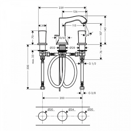 Смеситель для умывальника Hansgrohe Metropol 31304090