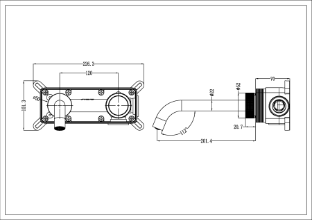 Смеситель для раковины Boheme Tech 158/2-B С ВНУТРЕННЕЙ ЧАСТЬЮ, черный