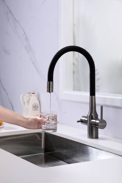 Смеситель для кухни Paulmark SALIX Sa213419-GM, вороненая сталь