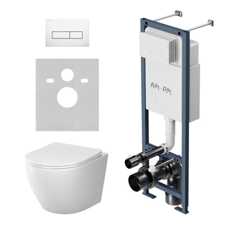 IS110301.801900 ErgoFit Инсталляция с клавишей M глянц белый с подвесным унитазом Like Aquaspin с сиденьем м/лифт