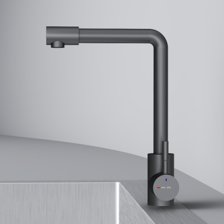 F85B05022 X-Joy S, Смеситель для кухни AM.PM с L-изливом, черный