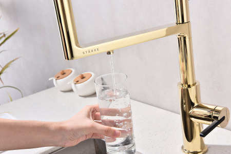 Смеситель для кухни Paulmark TORNADO To213402-G, золото