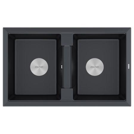 Мойка Paulmark TANDEM 80/2 PM238150-BLM 500х810х220 мм, IT-GRANIT, черный металлик