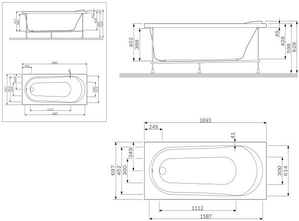 Декоративная фронтальная панель для ванн AM.PM Joy/Spirit W85A-170-070W-P 170х70 см