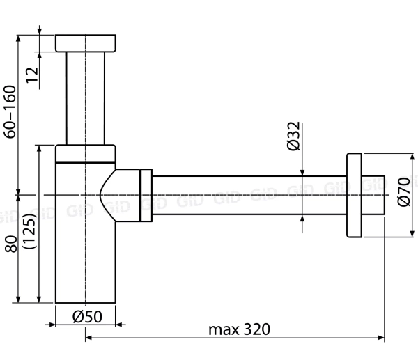 Сифон для раковины Gid G-74BL 75503S черный