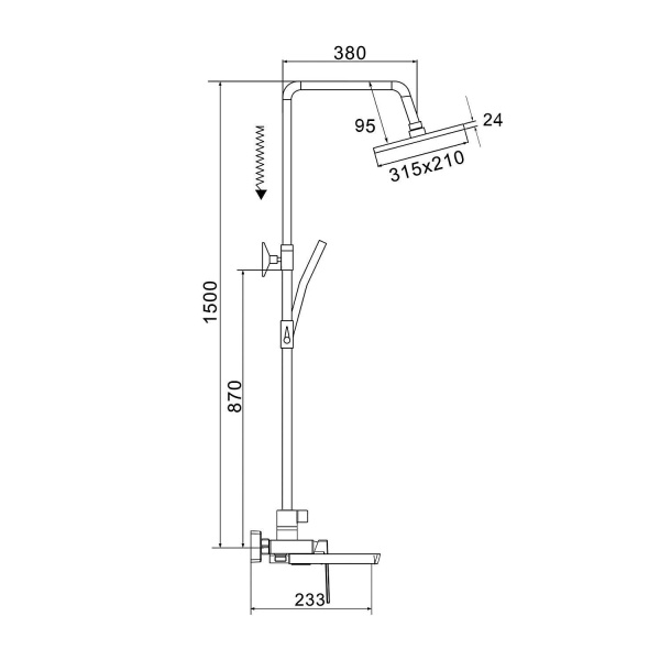 Душевая стойка со смесителем Rose R1836T