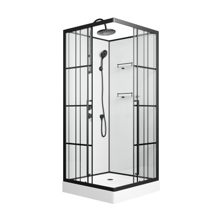 Душевая кабина Niagara Standart ST90/15QL/KL/BKT (90х90х225) низкий поддон(15см),черный,стекло прозрачное