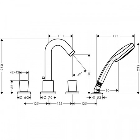 Смеситель на борт ванны Hansgrohe Logis 71314000