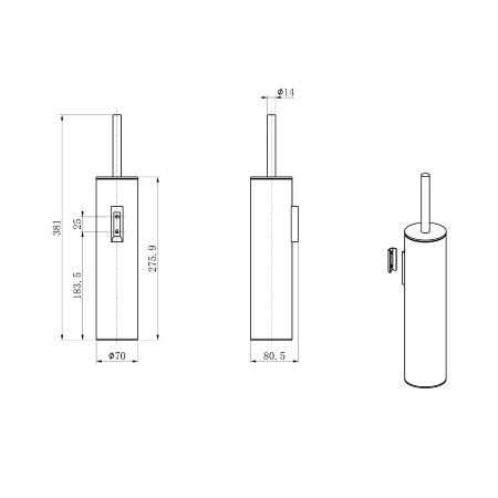 Туалетный ершик в комплекте WONZON & WOGHAND, Темный графит (WW-V4601-GM)