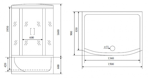 Душевая кабина Timo Lux T-7750 NEW 150x88x220