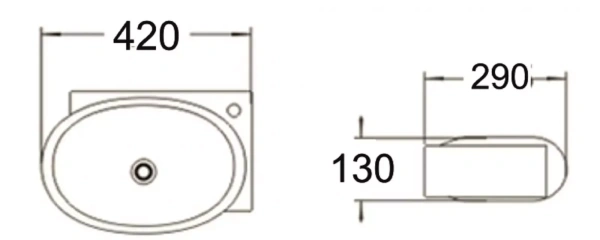 Раковина SantiLine SL-2022R 43х29 белая