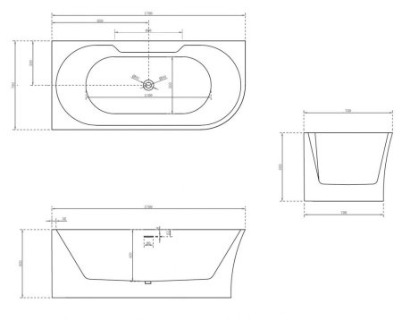 Акриловая ванна ABBER AB9335-1.7 L белая