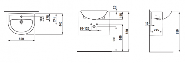 Умывальник Laufen Pro B 8129510001041 56x44x16